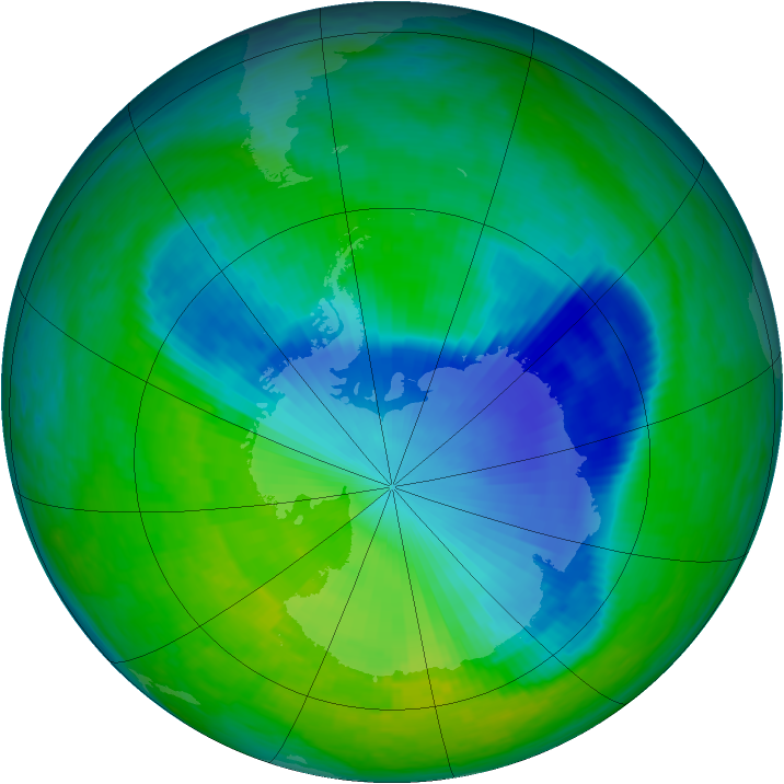 Antarctic ozone map for 26 November 1993